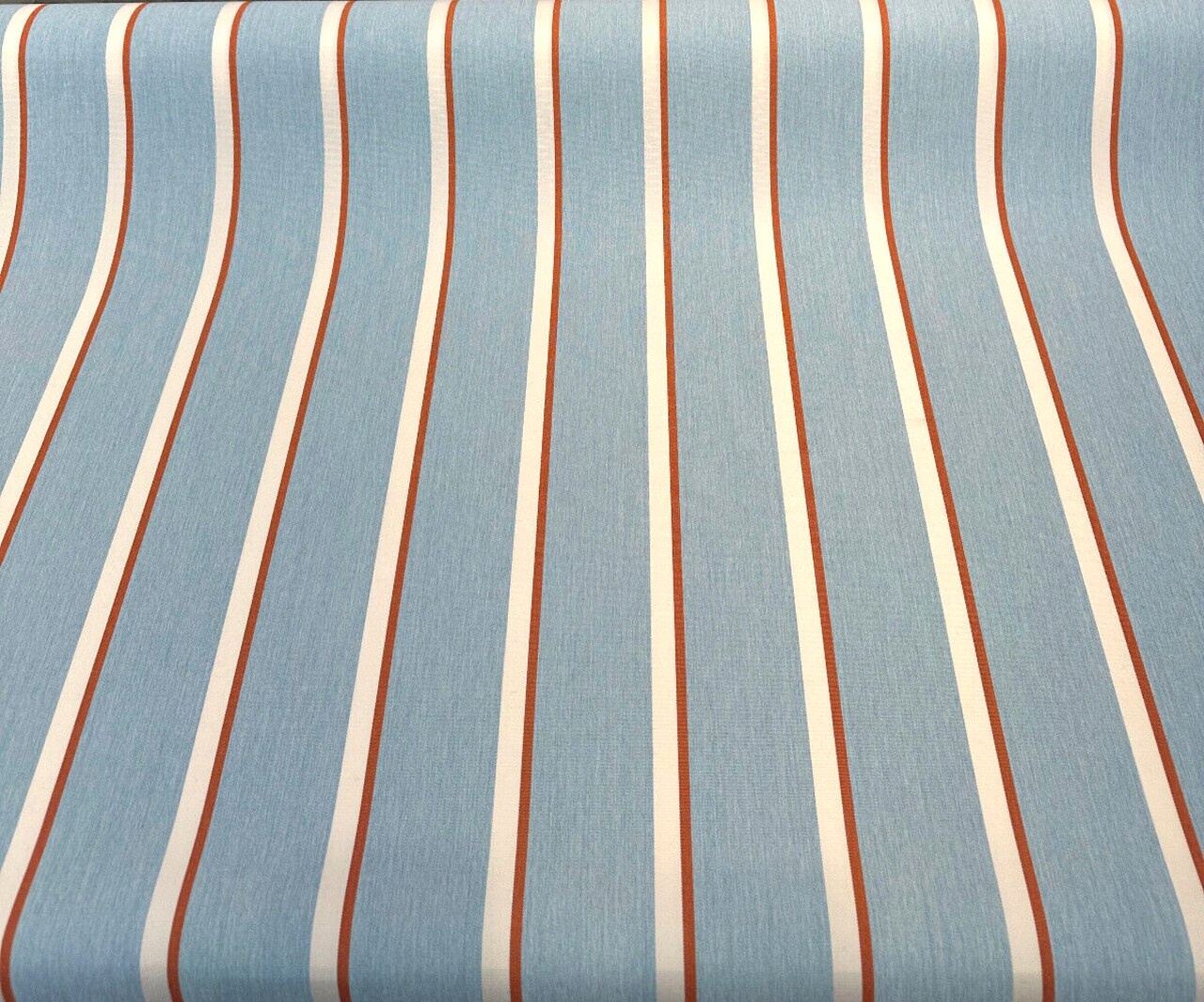 1 Yard Trinity Pool Blue Rust Stripe Outdoor Drapery Upholstery Fabric 54 Inch Width